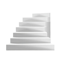 A grayscale illustration showcases a minimalistic, ascending staircase, isolated on black