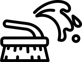 Household cleaning brush with splash of liquid. Sanitation and hygiene concept. Icon for service application or website, vector illustration