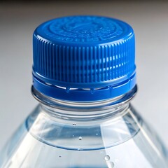 Close up of a blue plastic bottle cap of a water bottle