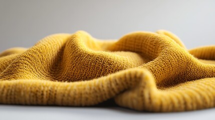 Golden Yellow Knit Fabric Texture Detail  Soft Woven Material Background