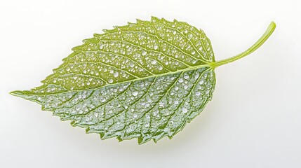 Textured Green Leaf on White Background  Natures Organic Form  Botanical Detail