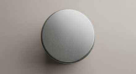 Silver metal container top view mockup template design product round circle blank surface background 100mm