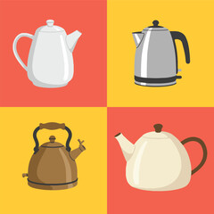set illustration vector graphic of teapot