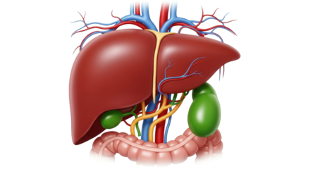 Isolated Liver and Gallbladder Diagram Depiction of Human Anatomy and Blood Vessels