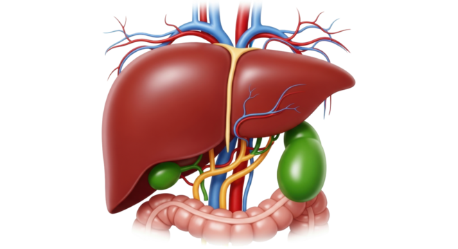 Isolated Liver and Gallbladder Diagram Depiction of Human Anatomy and Blood Vessels