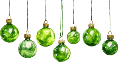 Festive green watercolor christmas ball ornament decoration hanging