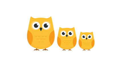 Fototapeta premium Cute and Simple Illustration of Small and Big Owls with Large Eyes