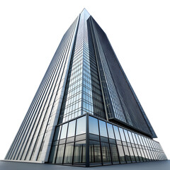 Obraz premium Modern glass skyscraper with sleek vertical lines and reflective windows, minimalist architecture emphasizing clean geometric structure