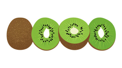 Obraz premium Whole and Sliced Kiwi Fruit Cross Section Ideal for Food and Culinary Use