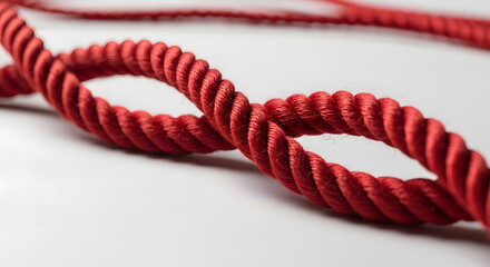 Interwoven Red Threads Macro, Minimalist Symbol of Support and Togetherness