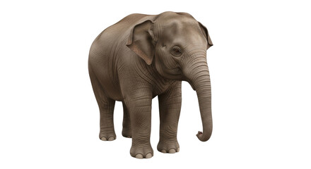 Obraz premium Isolated Asian Elephant, Standing Still with Trunk Curled, Full Body View, Calm and Focused