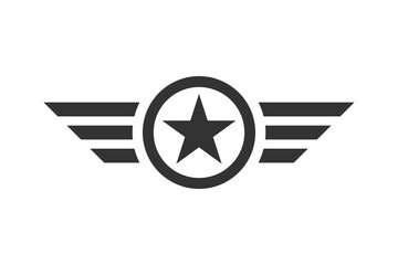 Military star and wings badge. Army graphic sign isolated on white background. Vector illustration © archivector