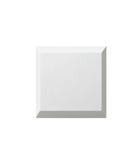 A singular, white, geometrically-shaped square, presented against a stark, deep-black background