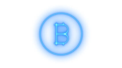 Bitcoin cryptocurrency digital finance glowing icon vector set. Outline blue neon Bitcoin Icon on transparent background vector image.