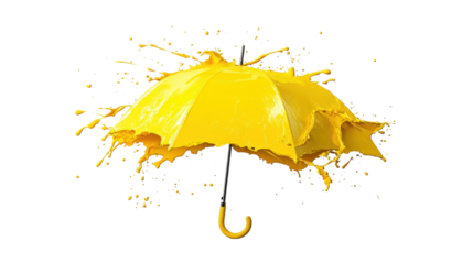 Yellow Umbrella with Paint Splash Transparent Background