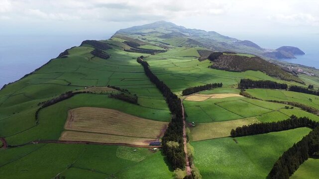 Aerial Panorama of Sao Jorge Island, Azores &ndash; Dramatic Cliffs and Atlantic Views