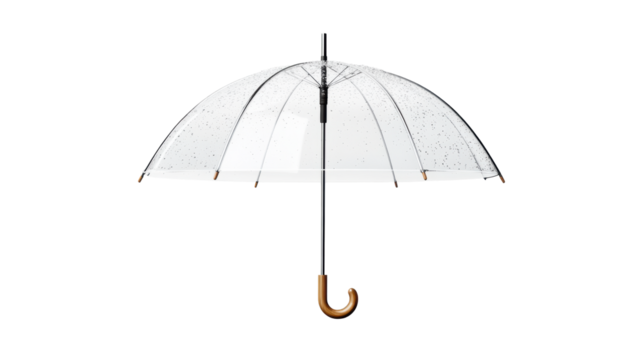 Transparent umbrella with raindrops on Transparent Background