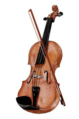 Fototapeta premium violin isolated watercolor Musical Instruments Stringed Instruments Jazz Classic Hand Drawn on Transparent Background