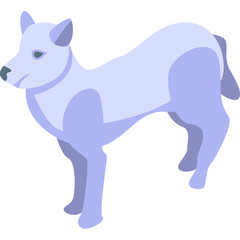 Isometric Light Blue Dog Standing Isolated On White Background With Subtle Shadows And Highlights Creating A Minimalist Aesthetic Perfect For Digital Design