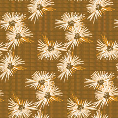 Retro floral seamless pattern, Warm neutral Boho Botanical Fabric, modern contemporary  Wallpaper