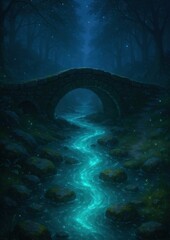 Obraz premium Mystical forest bridge wallpaper