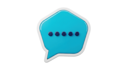 Isolated blue speech bubble with dots indicating a message is loading or in progress