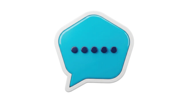 Isolated blue speech bubble with dots indicating a message is loading or in progress