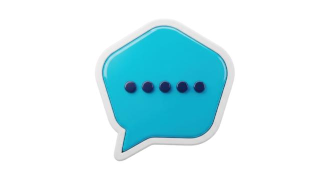 Isolated blue speech bubble with dots indicating a message is loading or in progress