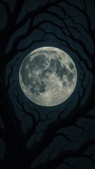 Fototapeta premium Mystical moonlight through twisted branches mobile wallpaper