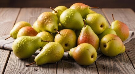Fresh pears on wooden table still life fruit food healthy eating organic diet nutrition vitamins harvest