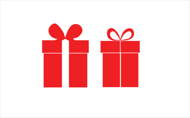 Two bright red gift boxes with golden ribbons and bows on a white background