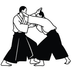 Martial art silhouette isolated on transparent background