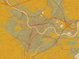 Flat Painterly Map Villach Austria