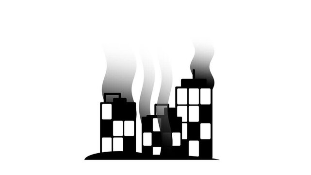 A city skyline fades into smoke, representing industrial consequence, pollution, and the cost of advancement when progress outweighs sustainability