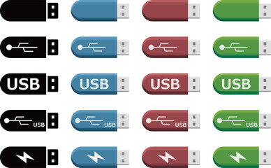 USBメモリ　アイコン　セット