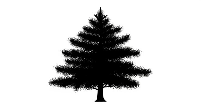 Eastern white pine silhouette. This image depicts the silhouette of an eastern white pine tree with needle-like foliage and symmetrical shape. Vector clipart illustration design