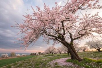 Obraz premium A cherry blossom tree blooming in the spring season outdoors