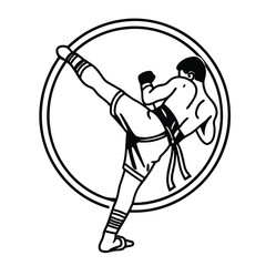 Martial arts fighter silhouette isolated on transparent background