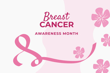MBreast Cancer Awareness Month. Banner background with a pink ribbon