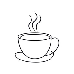 Silhouette Coffee Cup Silhouette Icon,Black Hot Tea Mug Vector with Steam.