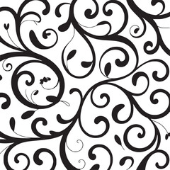 Vector art of black floral swirls on a light gray background © MuhammadUmair