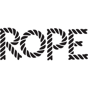 Vector art of the word rope made from thick black rope