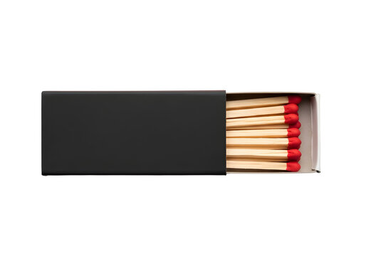 Matchbox Open with Red Head Matches in Black Box on Dark Background, Fire Safety, Ignition, and Vintage Accessory - Powered by Adobe