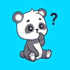 Cute Panda Thinking And Confused Cartoon