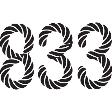 Vector art of number 833 made of rope