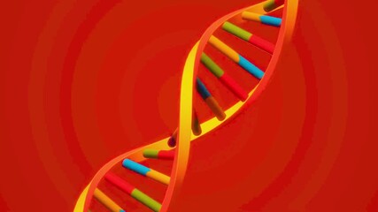 dna helix on a red background animation video.  - Powered by Adobe