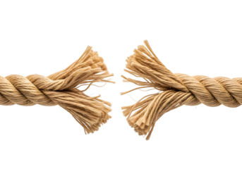 Tattered Rope's End: High-Resolution Image of Frayed Strands on Black, Symbolizing Rupture, Vulnerability, and Limits, Suitable for Conceptual Designs