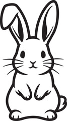 Fototapeta premium Cute Cartoon Rabbit Vector Illustration: Black and White Bunny Drawing for Easter, Spring, and Children's Designs