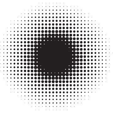 Vector art of black and white halftone circle pattern