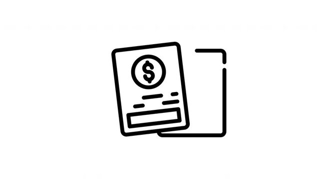 Money bill or invoice icon in black lines. Suitable for financial websites, presentations, icons, and educational materials on money management.